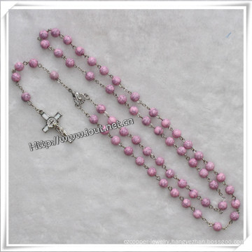 Plastic Bead Rosary with Crucifix Pendant, Resin Rosary, Rosary Cross (IO-cr229)